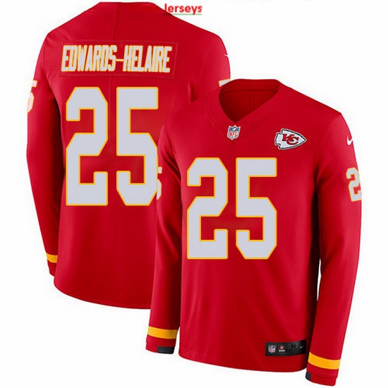 Nike Chiefs 25 Clyde Edwards Helaire Red Team Color Men Stitched NFL Limited Therma Long Sleeve Jersey Nike Chiefs 25 Clyde Edwards Helaire Red Team Color Men Stitched NFL Limited Therma Long Sleeve Jersey