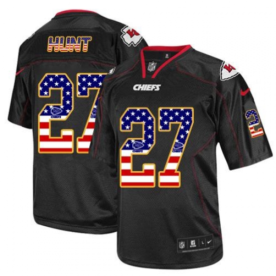 Nike Chiefs #27 Kareem Hunt Black Mens Stitched NFL Elite USA Flag Fashion Jersey Nike Chiefs #27 Kareem Hunt Black Mens Stitched NFL Elite USA Flag Fashion Jersey
