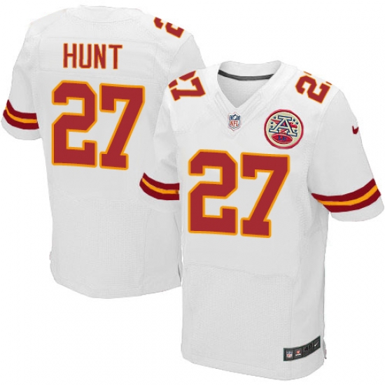Nike Chiefs #27 Kareem Hunt White Mens Stitched NFL Elite Jersey Nike Chiefs #27 Kareem Hunt White Mens Stitched NFL Elite Jersey
