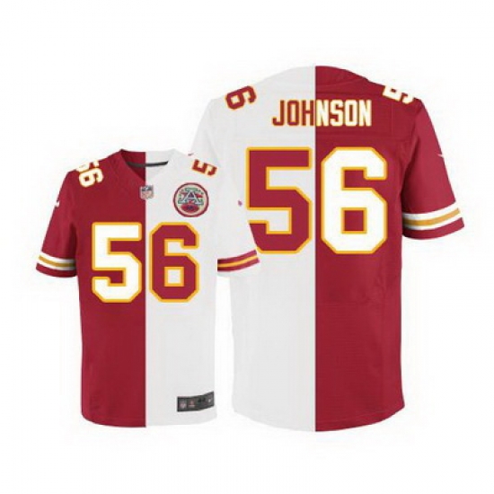 Nike Chiefs #56 Derrick Johnson Red White Mens Stitched NFL Elite Split Jersey Nike Chiefs #56 Derrick Johnson Red White Mens Stitched NFL Elite Split Jersey