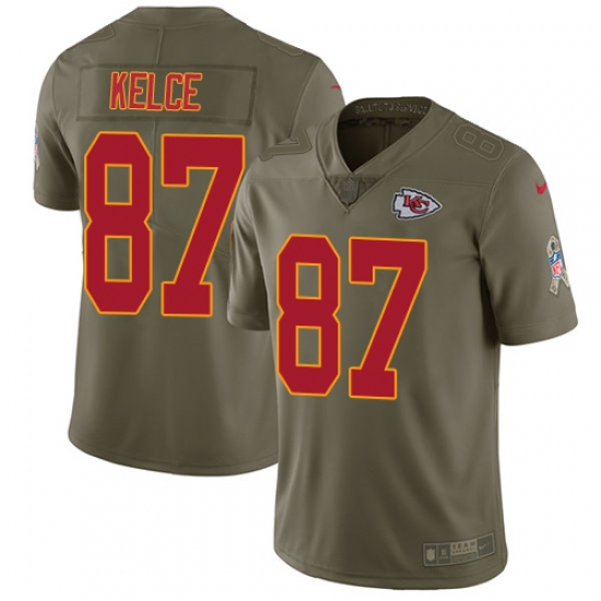 Nike Chiefs #87 Travis Kelce Olive Mens Stitched NFL Limited 2017 Salute to Service Jersey Nike Chiefs #87 Travis Kelce Olive Mens Stitched NFL Limited 2017 Salute to Service Jersey