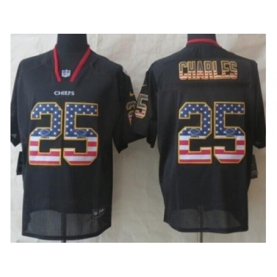Nike Kansas City Chiefs 25 Jamaal Charles Black Elite USA Flag Fashion NFL Jersey Nike Kansas City Chiefs 25 Jamaal Charles Black Elite USA Flag Fashion NFL Jersey