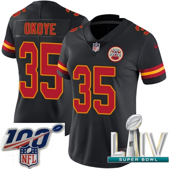 2020 Super Bowl LIV Women Nike Kansas City Chiefs #35 Christian Okoye Limited Black Rush Vapor Untouchable NFL Jersey 2020 Super Bowl LIV Women Nike Kansas City Chiefs #35 Christian Okoye Limited Black Rush Vapor Untouchable NFL Jersey