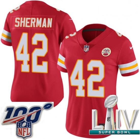 2020 Super Bowl LIV Women Nike Kansas City Chiefs #42 Anthony Sherman Red Team Color Vapor Untouchable Limited Player NFL Jersey 2020 Super Bowl LIV Women Nike Kansas City Chiefs #42 Anthony Sherman Red Team Color Vapor Untouchable Limited Player NFL Jersey