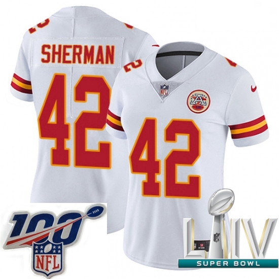 2020 Super Bowl LIV Women Nike Kansas City Chiefs #42 Anthony Sherman White Vapor Untouchable Limited Player NFL Jersey 2020 Super Bowl LIV Women Nike Kansas City Chiefs #42 Anthony Sherman White Vapor Untouchable Limited Player NFL Jersey