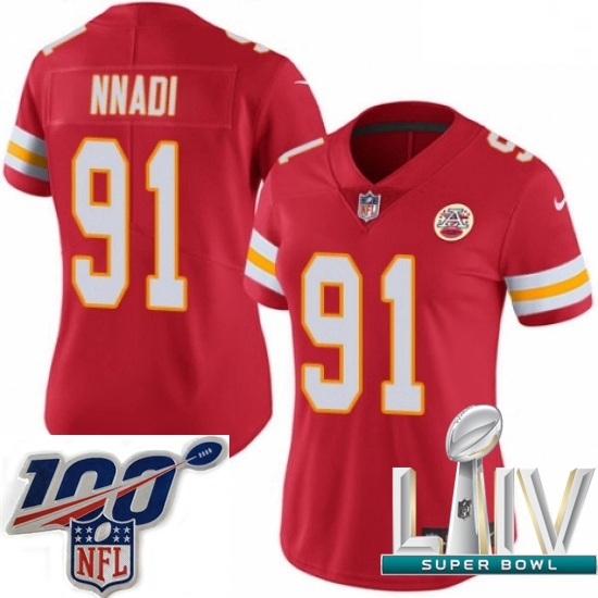 2020 Super Bowl LIV Women Nike Kansas City Chiefs #91 Derrick Nnadi Red Team Color Vapor Untouchable Limited Player NFL Jersey 2020 Super Bowl LIV Women Nike Kansas City Chiefs #91 Derrick Nnadi Red Team Color Vapor Untouchable Limited Player NFL Jersey