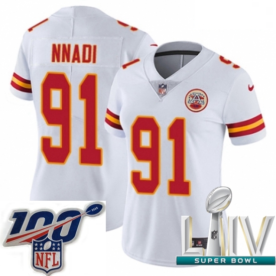 2020 Super Bowl LIV Women Nike Kansas City Chiefs #91 Derrick Nnadi White Vapor Untouchable Limited Player NFL Jersey 2020 Super Bowl LIV Women Nike Kansas City Chiefs #91 Derrick Nnadi White Vapor Untouchable Limited Player NFL Jersey