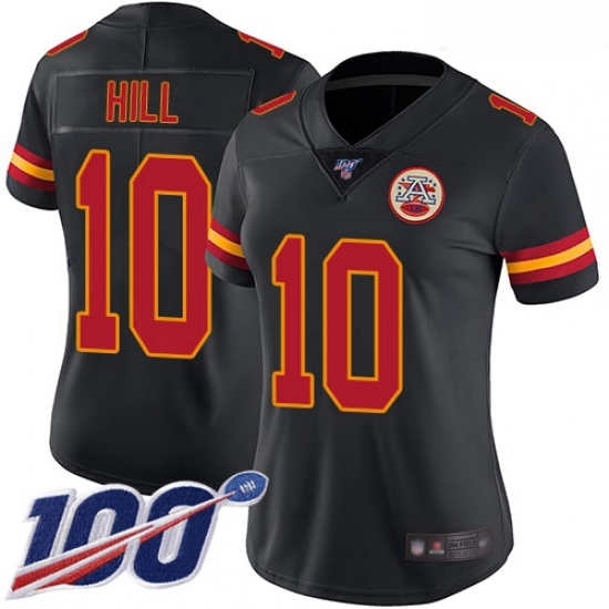 Chiefs #10 Tyreek Hill Black Women Stitched Football Limited Rush 100th Season Jersey Chiefs #10 Tyreek Hill Black Women Stitched Football Limited Rush 100th Season Jersey