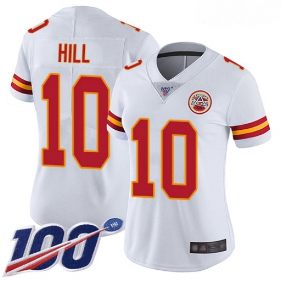 Chiefs #10 Tyreek Hill White Women Stitched Football 100th Season Vapor Limited Jersey Chiefs #10 Tyreek Hill White Women Stitched Football 100th Season Vapor Limited Jersey
