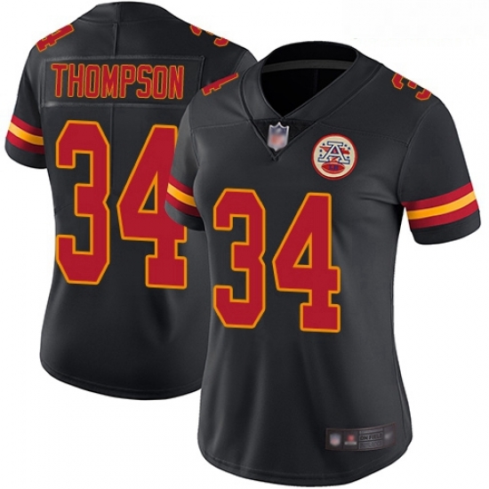 Chiefs #34 Darwin Thompson Black Women Stitched Football Limited Rush Jersey Chiefs #34 Darwin Thompson Black Women Stitched Football Limited Rush Jersey
