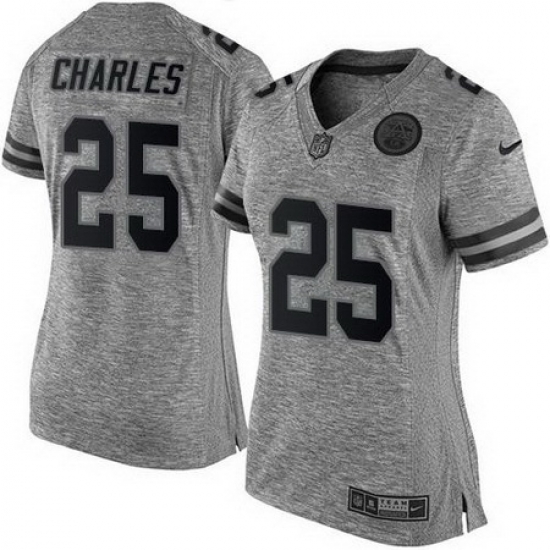 Nike Chiefs #25 Jamaal Charles Gray Womens Stitched NFL Limited Gridiron Gray Jersey Nike Chiefs #25 Jamaal Charles Gray Womens Stitched NFL Limited Gridiron Gray Jersey