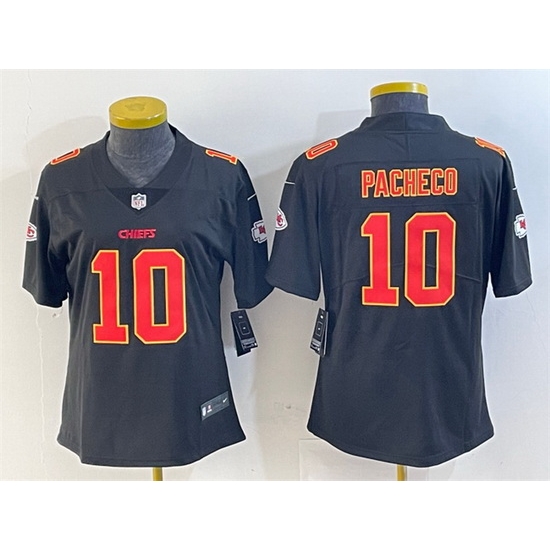 Women Kansas City Chiefs 10 Isiah Pacheco Black Vapor Untouchable Limited Stitched Women Kansas City Chiefs 10 Isiah Pacheco Black Vapor Untouchable Limited Stitched