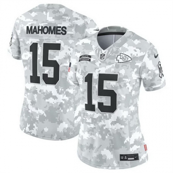 Women Kansas City Chiefs 15 Patrick Mahomes 2024 F U S E Arctic Camo Salute To Service Limited Stitched Football Jersey Women Kansas City Chiefs 15 Patrick Mahomes 2024 F U S E Arctic Camo Salute To Service Limited Stitched Football Jersey