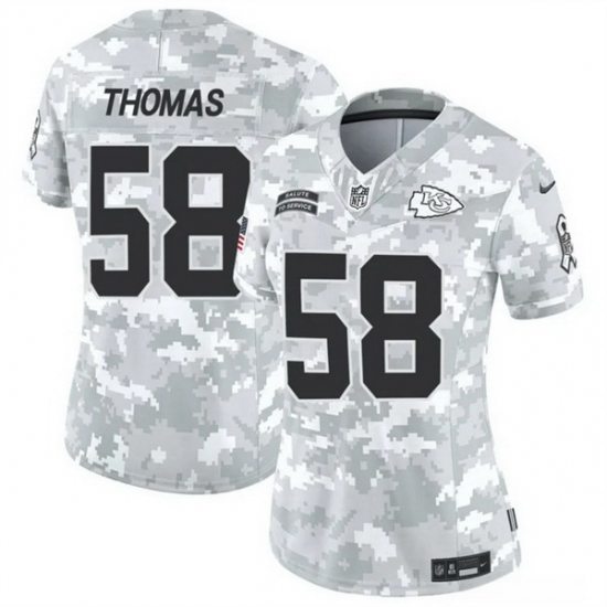 Women Kansas City Chiefs 58 Derrick Thomas 2024 F U S E Arctic Camo Salute To Service Limited Stitched Football Jersey Women Kansas City Chiefs 58 Derrick Thomas 2024 F U S E Arctic Camo Salute To Service Limited Stitched Football Jersey