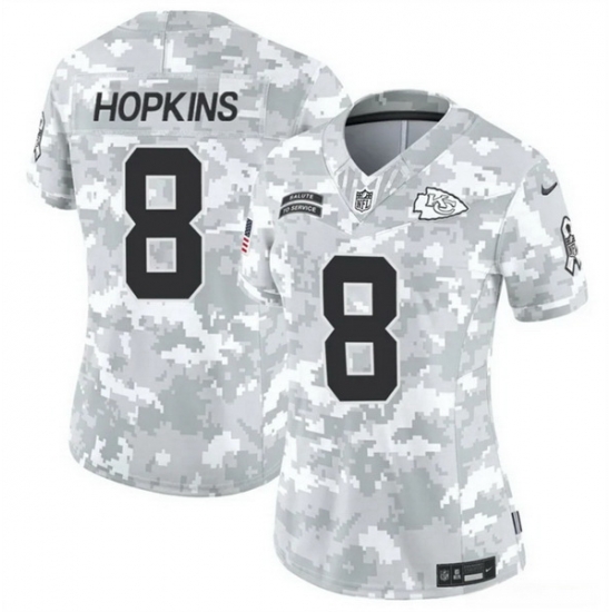 Women Kansas City Chiefs 8 DeAndre Hopkins 2024 F U S E Arctic Camo Salute To Service Limited Stitched Football Jersey Women Kansas City Chiefs 8 DeAndre Hopkins 2024 F U S E Arctic Camo Salute To Service Limited Stitched Football Jersey