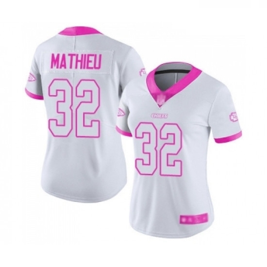 Womens Kansas City Chiefs 32 Tyrann Mathieu Limited White Pink Rush Fashion Football Jersey Womens Kansas City Chiefs 32 Tyrann Mathieu Limited White Pink Rush Fashion Football Jersey