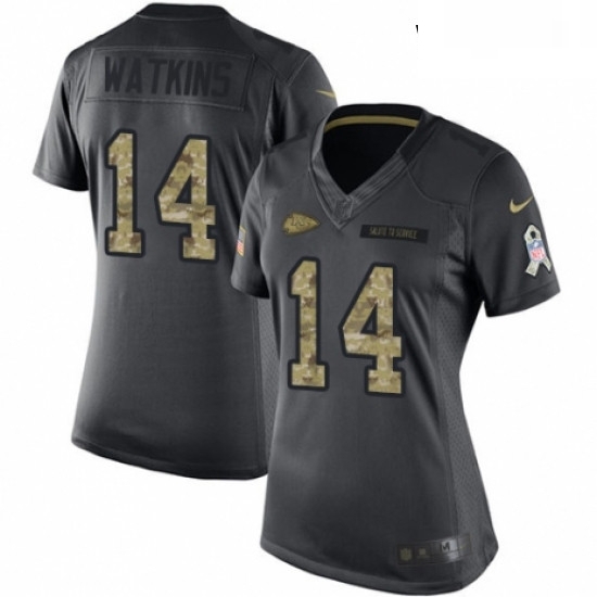 Womens Nike Kansas City Chiefs 14 Sammy Watkins Limited Black 2016 Salute to Service NFL Jersey Womens Nike Kansas City Chiefs 14 Sammy Watkins Limited Black 2016 Salute to Service NFL Jersey