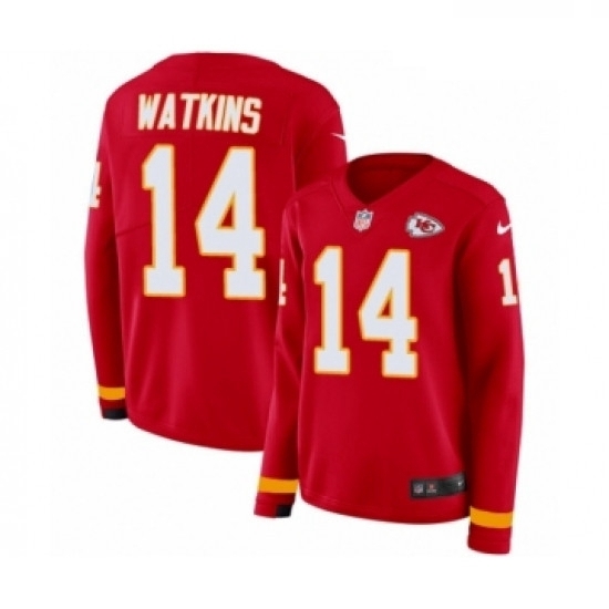 Womens Nike Kansas City Chiefs 14 Sammy Watkins Limited Red Therma Long Sleeve NFL Jersey Womens Nike Kansas City Chiefs 14 Sammy Watkins Limited Red Therma Long Sleeve NFL Jersey