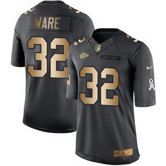 Nike Chiefs #32 Spencer Ware Black Youth Stitched NFL Limited Gold Salute to Service Jersey Nike Chiefs #32 Spencer Ware Black Youth Stitched NFL Limited Gold Salute to Service Jersey