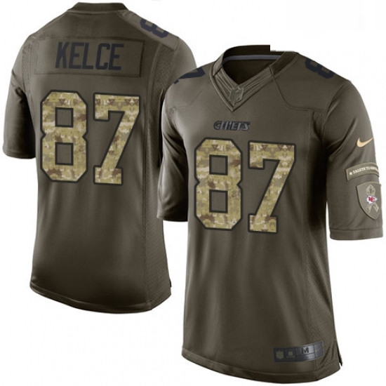 Youth Nike Kansas City Chiefs 87 Travis Kelce Elite Green Salute to Service NFL Jersey Youth Nike Kansas City Chiefs 87 Travis Kelce Elite Green Salute to Service NFL Jersey