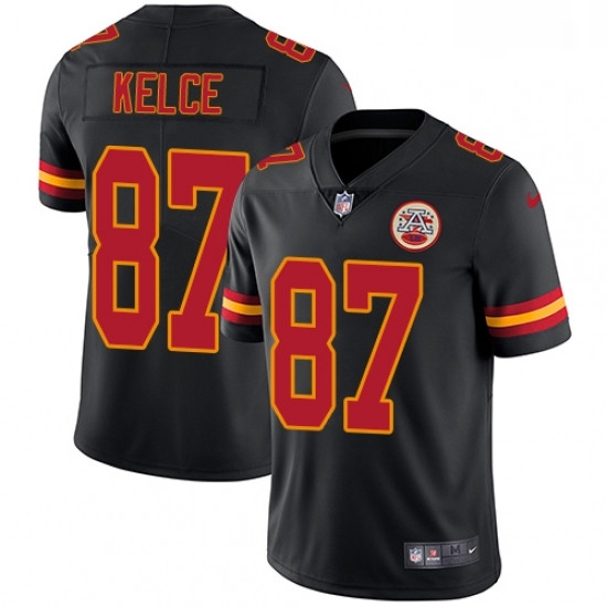Youth Nike Kansas City Chiefs 87 Travis Kelce Limited Black Rush Vapor Untouchable NFL Jersey Youth Nike Kansas City Chiefs 87 Travis Kelce Limited Black Rush Vapor Untouchable NFL Jersey