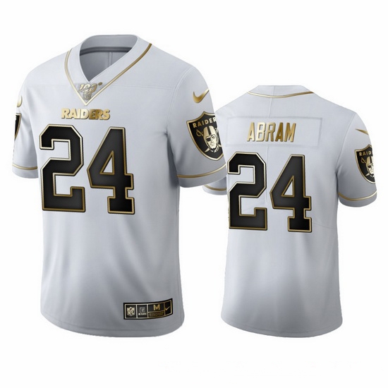 Las Vegas Raiders 24 Johnathan Abram Men Nike White Golden Edition Vapor Limited NFL 100 Jersey Las Vegas Raiders 24 Johnathan Abram Men Nike White Golden Edition Vapor Limited NFL 100 Jersey