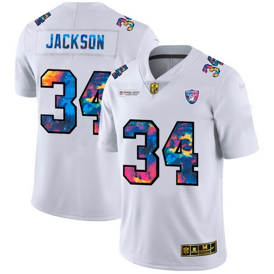 Las Vegas Raiders 34 Bo Jackson Men White Nike Multi Color 2020 NFL Crucial Catch Limited NFL Jersey Las Vegas Raiders 34 Bo Jackson Men White Nike Multi Color 2020 NFL Crucial Catch Limited NFL Jersey