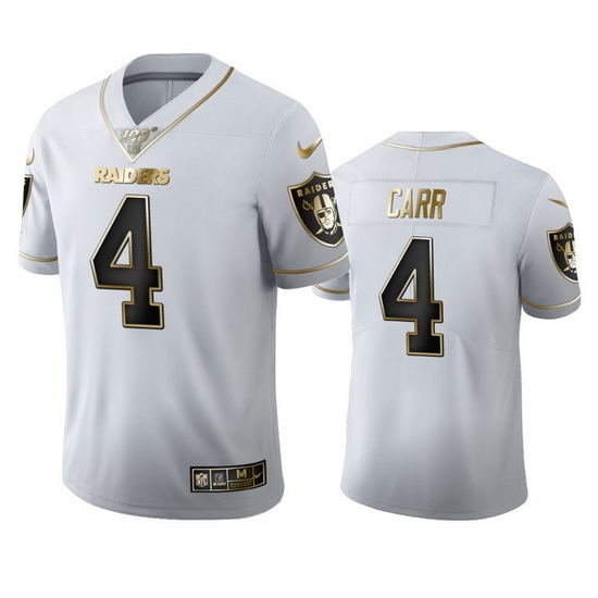 Las Vegas Raiders 4 Derek Carr Men Nike White Golden Edition Vapor Limited NFL 100 Jersey Las Vegas Raiders 4 Derek Carr Men Nike White Golden Edition Vapor Limited NFL 100 Jersey