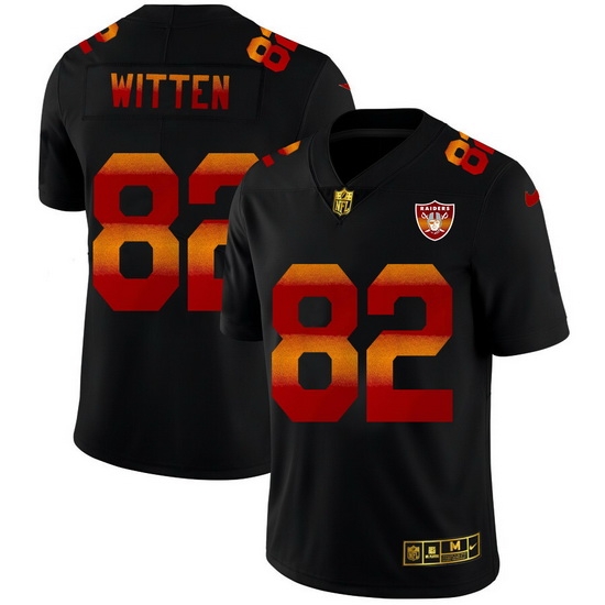 Las Vegas Raiders 82 Jason Witten Men Black Nike Red Orange Stripe Vapor Limited NFL Jersey Las Vegas Raiders 82 Jason Witten Men Black Nike Red Orange Stripe Vapor Limited NFL Jersey