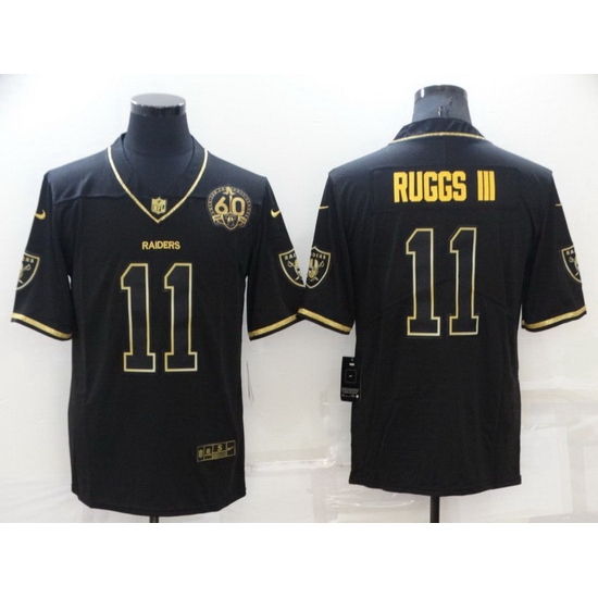 Men Las Vegas Raiders 11 Henry Ruggs III Black Gold With 60th Anniversary Patch Vapor Limited Stitched jersey Men Las Vegas Raiders 11 Henry Ruggs III Black Gold With 60th Anniversary Patch Vapor Limited Stitched jersey