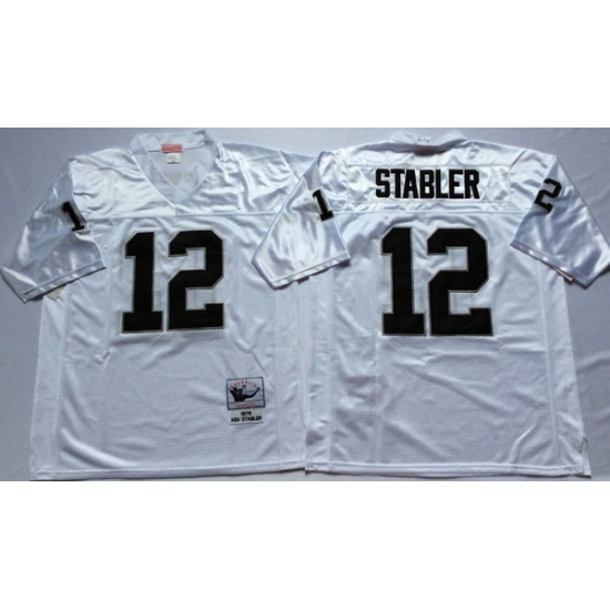 Men Las Vegas Raiders 12 Ken Stabler White M&N Throwback Jersey Men Las Vegas Raiders 12 Ken Stabler White M&N Throwback Jersey