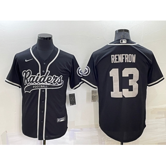 Men Las Vegas Raiders 13 Hunter Renfrow Black Cool Base Stitched Baseball Jersey Men Las Vegas Raiders 13 Hunter Renfrow Black Cool Base Stitched Baseball Jersey