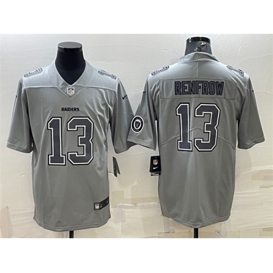 Men Las Vegas Raiders 13 Hunter Renfrow Grey Atmosphere Fashion With Patch Stitched Jersey Men Las Vegas Raiders 13 Hunter Renfrow Grey Atmosphere Fashion With Patch Stitched Jersey