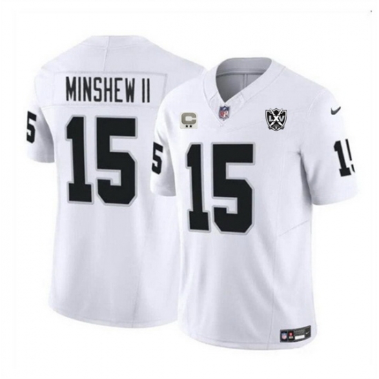 Men Las Vegas Raiders 15 Gardner Minshew II White 2024 F U S E 65th Anniversary Patch Vapor Stitched Football Jersey Men Las Vegas Raiders 15 Gardner Minshew II White 2024 F U S E 65th Anniversary Patch Vapor Stitched Football Jersey