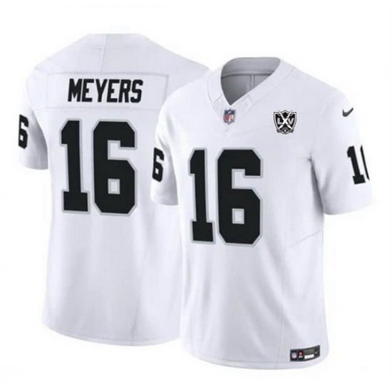 Men Las Vegas Raiders 16 Jakobi Meyers White 2024 F U S E 65th Anniversary Patch Vapor Stitched Football Jersey Men Las Vegas Raiders 16 Jakobi Meyers White 2024 F U S E 65th Anniversary Patch Vapor Stitched Football Jersey