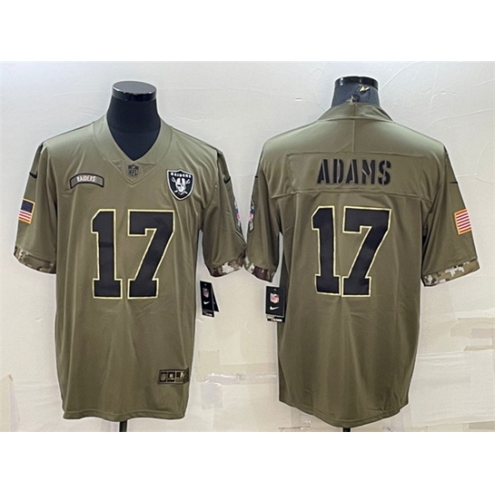 Men Las Vegas Raiders 17 Davante Adams 2022 Olive Salute To Service Limited Stitched Jersey Men Las Vegas Raiders 17 Davante Adams 2022 Olive Salute To Service Limited Stitched Jersey