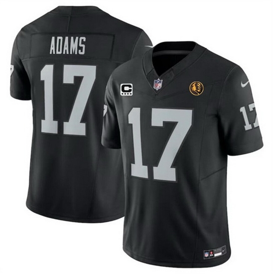 Men Las Vegas Raiders 17 Davante Adams Black 2023 F U S E With 4 Star C Patch And John Madden Patch Vapor Limited Stitched Football Jersey Men Las Vegas Raiders 17 Davante Adams Black 2023 F U S E With 4 Star C Patch And John Madden Patch Vapor Limited Stitched Football Jersey