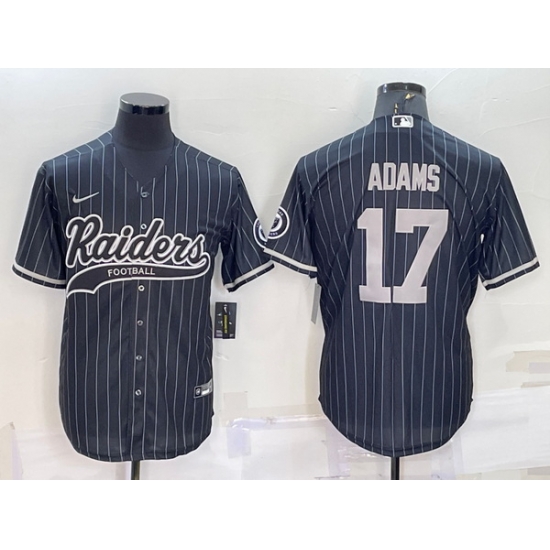 Men Las Vegas Raiders 17 Davante Adams Black With Patch Cool Base Stitched Baseball Jersey Men Las Vegas Raiders 17 Davante Adams Black With Patch Cool Base Stitched Baseball Jersey