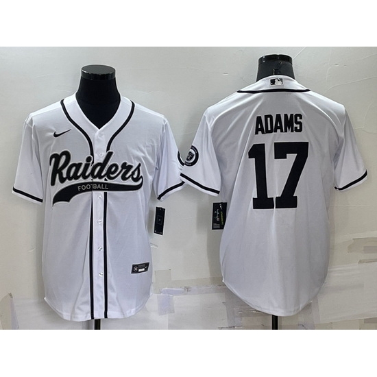 Men Las Vegas Raiders 17 Davante Adams White Cool Base Stitched Baseball Jersey Men Las Vegas Raiders 17 Davante Adams White Cool Base Stitched Baseball Jersey