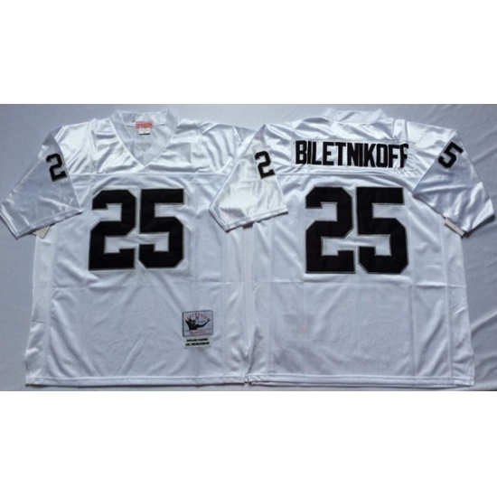 Men Las Vegas Raiders 25 Fred Biletnikoff White M&N Throwback Jersey Men Las Vegas Raiders 25 Fred Biletnikoff White M&N Throwback Jersey