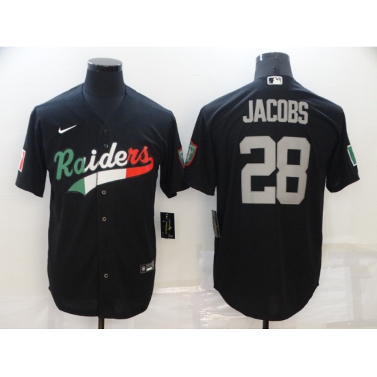 Men Las Vegas Raiders 28 Josh Jacobs Black Mexico Stitched Jersey Men Las Vegas Raiders 28 Josh Jacobs Black Mexico Stitched Jersey