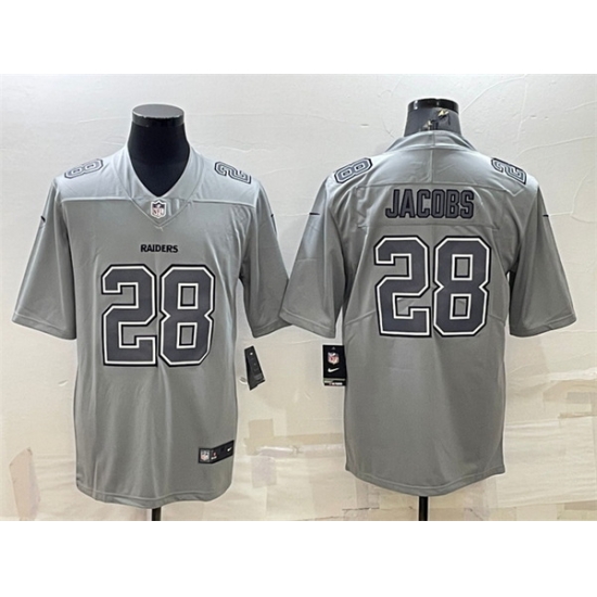 Men Las Vegas Raiders 28 Josh Jacobs Grey Atmosphere Fashion Stitched Jersey Men Las Vegas Raiders 28 Josh Jacobs Grey Atmosphere Fashion Stitched Jersey