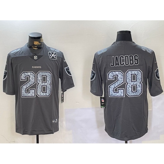 Men Las Vegas Raiders 28 Josh Jacobs Grey Limited Stitched Jersey 3 Men Las Vegas Raiders 28 Josh Jacobs Grey Limited Stitched Jersey 3