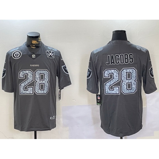 Men Las Vegas Raiders 28 Josh Jacobs Grey Limited Stitched Jersey 5 Men Las Vegas Raiders 28 Josh Jacobs Grey Limited Stitched Jersey 5