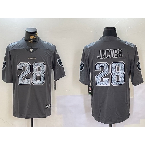 Men Las Vegas Raiders 28 Josh Jacobs Grey Limited Stitched Jersey Men Las Vegas Raiders 28 Josh Jacobs Grey Limited Stitched Jersey