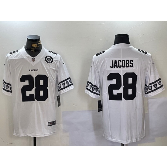 Men Las Vegas Raiders 28 Josh Jacobs White Limited Stitched Jersey Men Las Vegas Raiders 28 Josh Jacobs White Limited Stitched Jersey