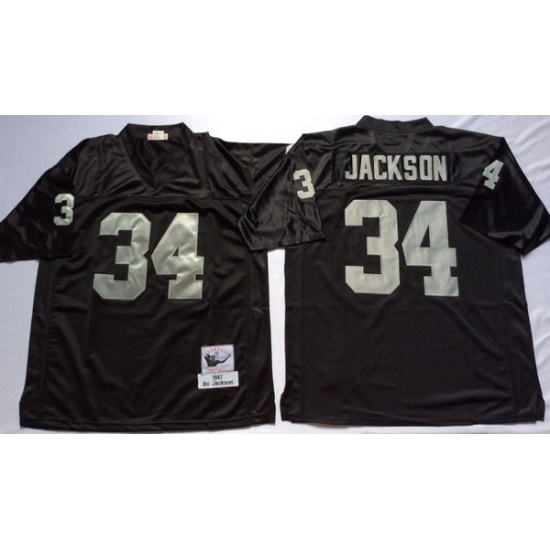 Men Las Vegas Raiders 34 Bo Jackson Black M&N Throwback Jersey Men Las Vegas Raiders 34 Bo Jackson Black M&N Throwback Jersey