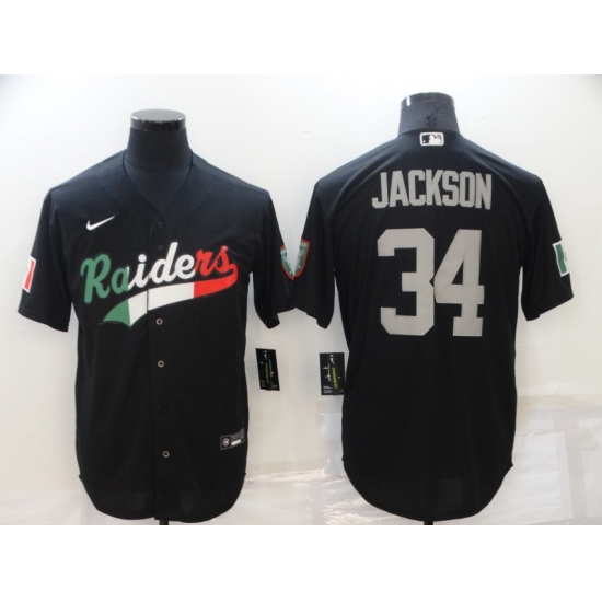 Men Las Vegas Raiders 34 Bo Jackson Black Mexico Stitched Jersey Men Las Vegas Raiders 34 Bo Jackson Black Mexico Stitched Jersey