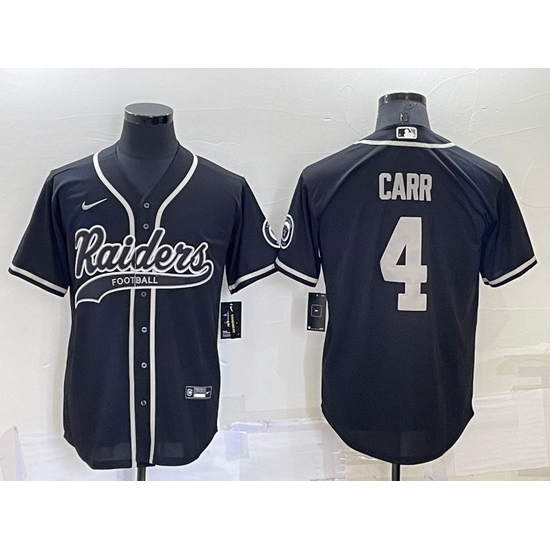Men Las Vegas Raiders 4 Derek Carr Black Cool Base Stitched Baseball Jersey Men Las Vegas Raiders 4 Derek Carr Black Cool Base Stitched Baseball Jersey