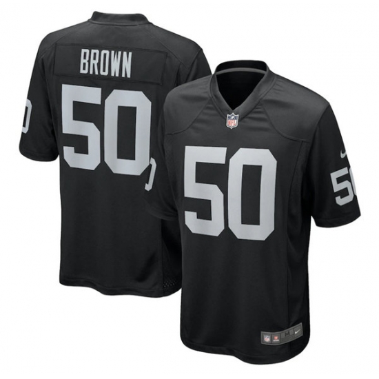 Men Las Vegas Raiders 50 Jayon Brown Black Stitched Game Jersey Men Las Vegas Raiders 50 Jayon Brown Black Stitched Game Jersey